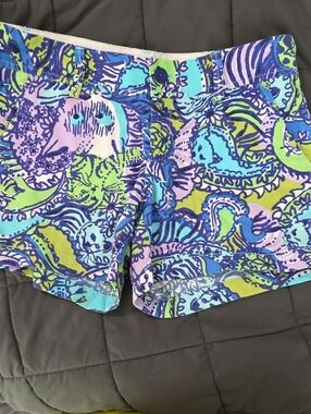 Lilly Pulitzer Multicolor Patterned Shorts in Purple, Blue & Green